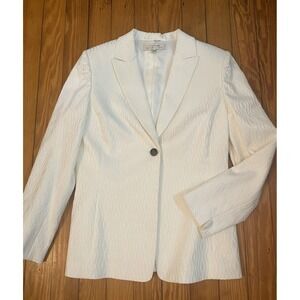 Tahari by ASL Blazer Size 10 Ivory Jacket Business Powerhouse